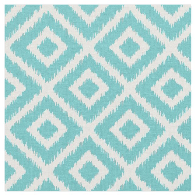 Turquoise Ikat Diamonds Fabric (Close Up)