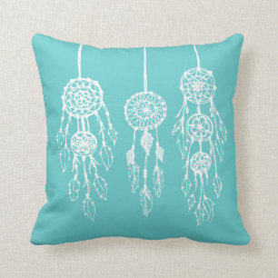 Turquoise Illustrated Bohemian Dreamcatchers Cushion