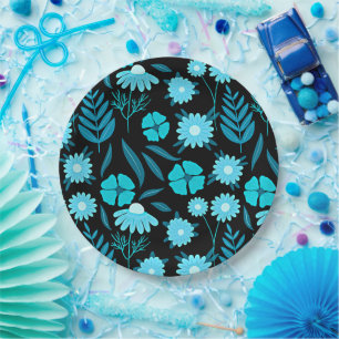 Turquoise in bloom paper plate