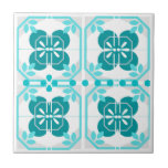 Turquoise Intricate Azulejos Style Ceramic Tile<br><div class="desc">Inspired by Portuguese tiles,  these turquoise ceramic tiles are a great addition to any kitchen,  bathroom or dining room. Beautiful as backsplashes or accent pieces.</div>