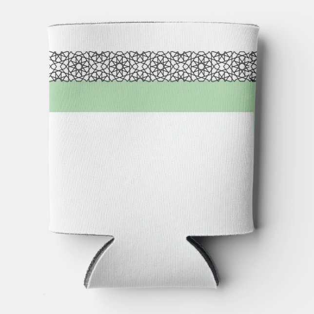 Turquoise Islamic Geometric Border Wedding Can Cooler (Front)