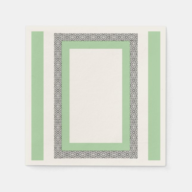 Turquoise Islamic Geometric Border Wedding Napkin (Front)