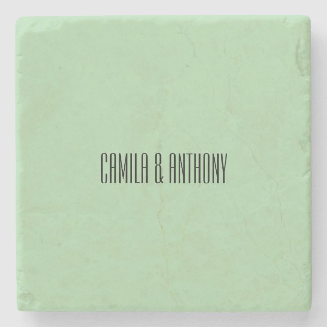 Turquoise Islamic Geometric Border Wedding Stone Coaster (Front)