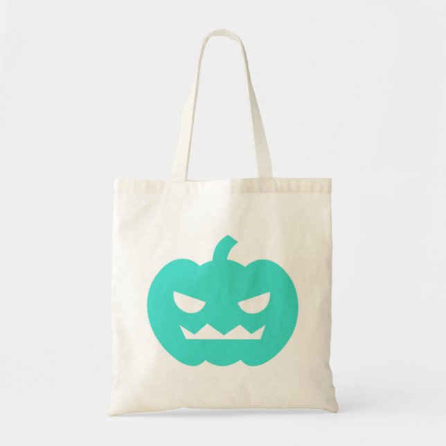 Turquoise Jack O'Lantern Cartoon Tote Bag (Front)