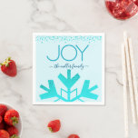 Turquoise Joy Holiday Snowflake Modern Typography Napkin<br><div class="desc">“Joy.” A fun, playful, giant faux turquoise blue foil snowflake illustration and modern typography on a baby blue background help you usher in the holiday season. Turquoise blue confetti and dots frame complete the look. Feel the warmth and joy of the holidays whenever you use this stunning, modern, graphic, custom...</div>