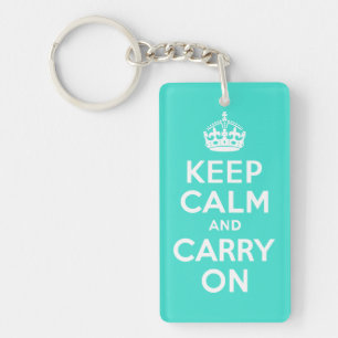 Turquoise Keep Calm and Carry On Key Chain