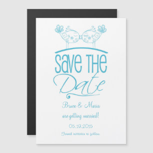 Turquoise Kissing Birds Magnetic Save the Date Invitation