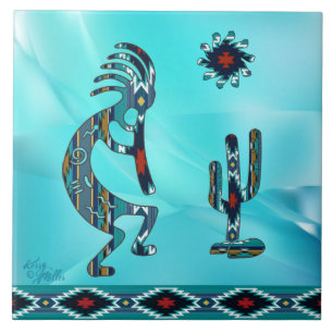 Turquoise Kokopelli Ceramic tile