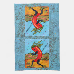 Turquoise Kokopelli Chilli Chile Pepper Fun Towel