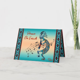 Turquoise Kokopelli Holiday Card