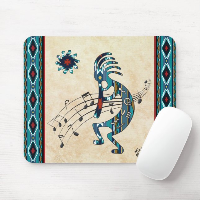 Turquoise Kokopelli Mouse Pad (With Mouse)