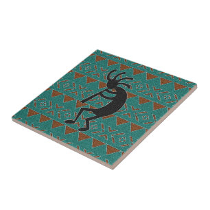 Turquoise Kokopelli Southwest Ceramic Tile