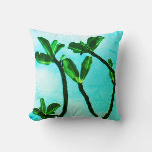 Turquoise Kudu Lily Leaves Cushion Pillow