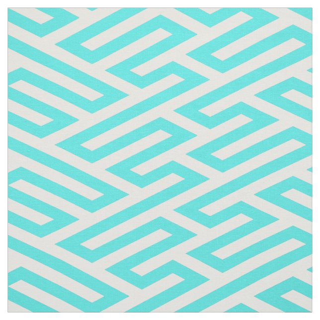 Turquoise Labyrinth Maze Geometric Fabric (Swatch)