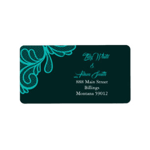 Turquoise Lace Wedding Stationery - Address Label