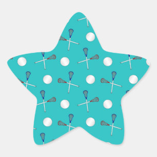 Turquoise lacrosse pattern star sticker