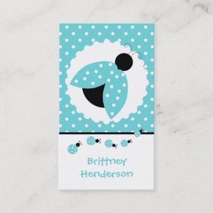 Turquoise Ladybugs Child's safety Card