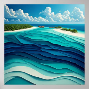 Turquoise Lagoon Abstract 🌊 Poster