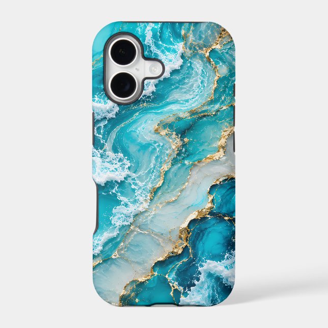 Turquoise Lagoon Waves Abstract (Back)