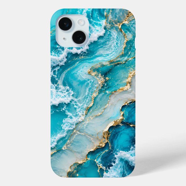Turquoise Lagoon Waves Abstract Case-Mate iPhone Case (Back)