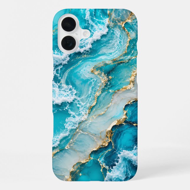 Turquoise Lagoon Waves Abstract iPhone Case (Back)