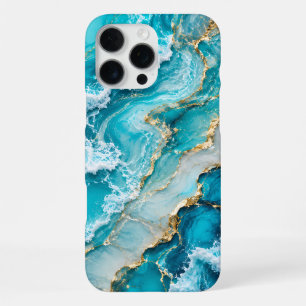 Turquoise Lagoon Waves Abstract iPhone 16 Pro Max Case