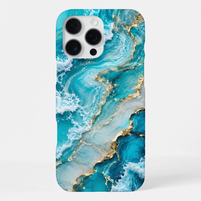 Turquoise Lagoon Waves Abstract iPhone Case (Back)