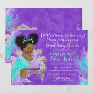 Turquoise Lavender Watercolor Baby Shower Invitation