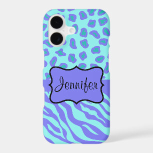 Turquoise Lavender Zebra Leopard Name Personalised
