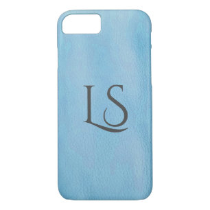 turquoise leather background with monogram iPhone 8/7 case