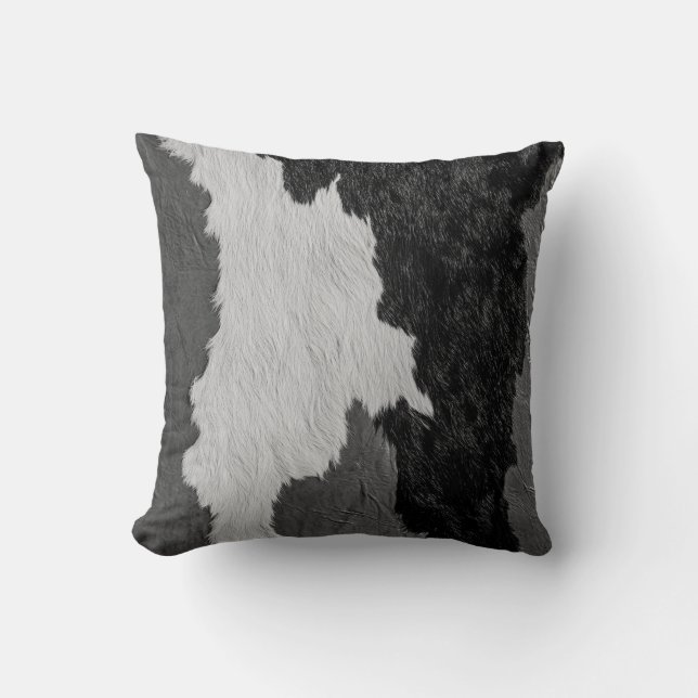 Turquoise Leather Cow Spotted Hide Image of Fur Cushion (Front)