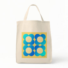 Turquoise-Lemon Floral Tote