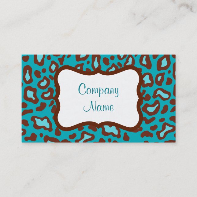 Turquoise Leopard Business Card (Front)