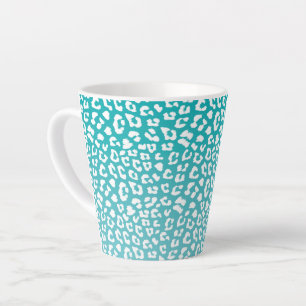 Turquoise Leopard Print Pattern Latte Mug