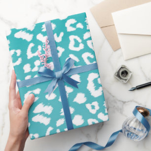 Turquoise Leopard Print Pattern Wrapping Paper