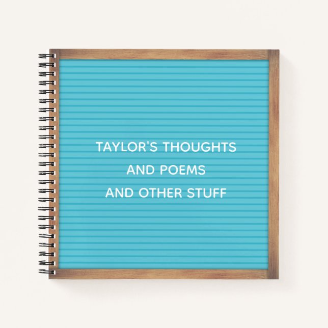 Turquoise Letter Board Marquee Sign Custom Message Notebook (Front)