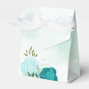 turquoise light blue flowers wedding favour box