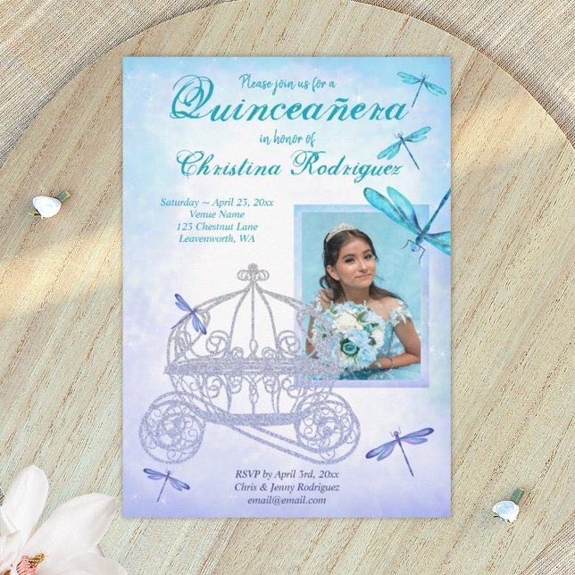 Turquoise, Light Blue Quinceañera Invitation (light blue and turquoise quinceanera invitations)