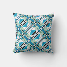 Turquoise, Light Green Geometric Tiled Design