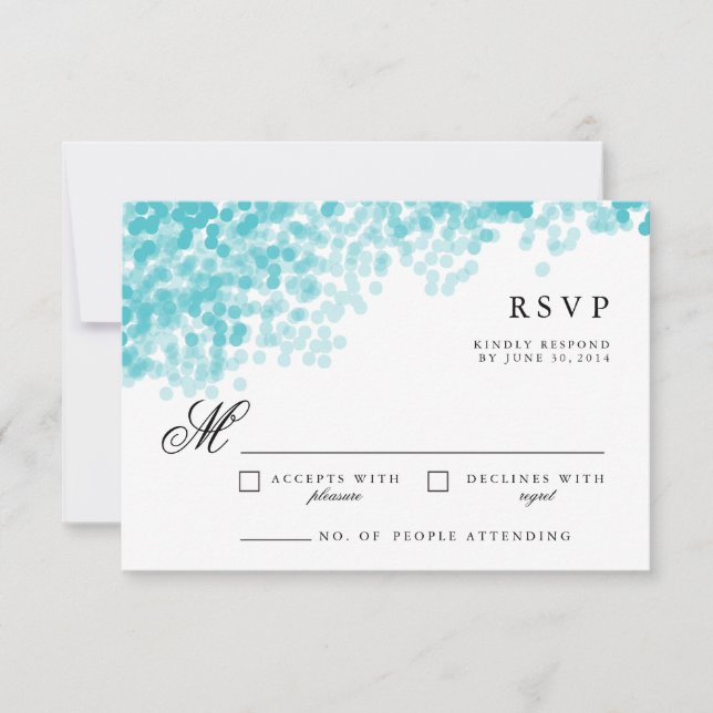 Turquoise Light Shower | Pretty RSVP Response Card (Front)