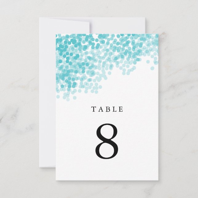 Turquoise Light Shower Table Number Cards (Front)