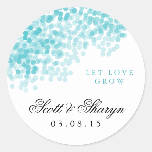 Turquoise Light Shower Wedding Favour Stickers (Front)