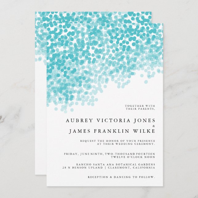 Turquoise Light Shower | Wedding Invitations (Front/Back)