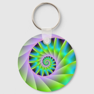 Turquoise Lilac and Green Spiral Keychain