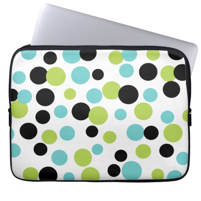 Turquoise Lime Dots Laptop Sleeve (Front)
