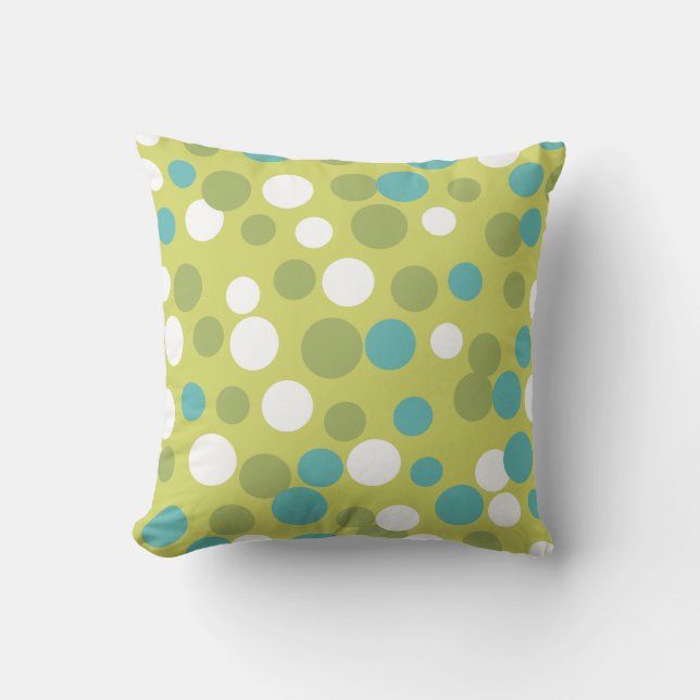 Turquoise Lime Dots Pillow (Front)
