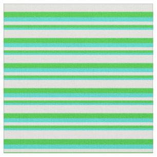 Turquoise, Lime Green & Light Cyan Coloured Lines Fabric