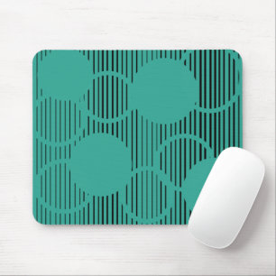 Turquoise Lined Circles Mouse Pad