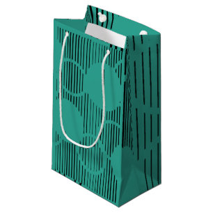 Turquoise Lined Circles Small Gift Bag