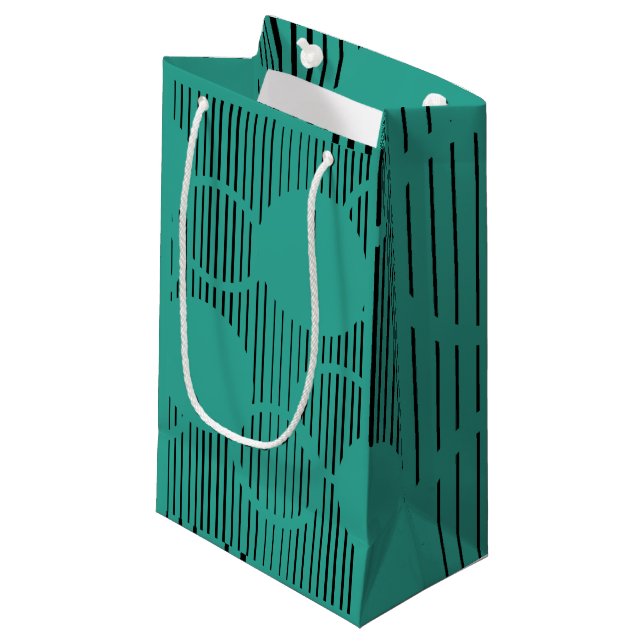 Turquoise Lined Circles  Small Gift Bag (Front Angled)